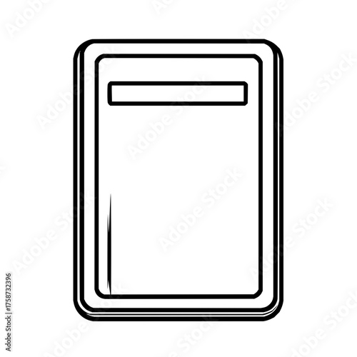 Illustration of a minimalist outline design featuring a rectangular shape with a horizontal bar at the top