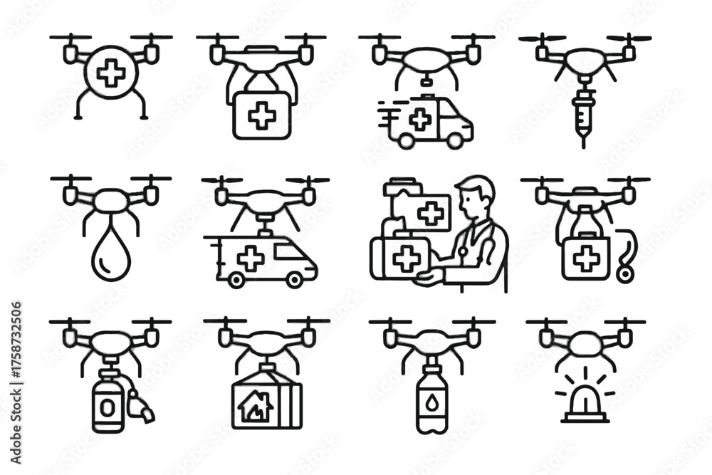 Obraz premium Package bottle vector medical relief doctor delivery ambulance icon emergency emer