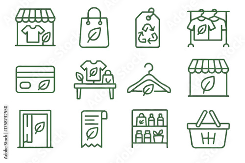 Shelves shopping eco fashion hanger vector boutique store symbol payment icon green