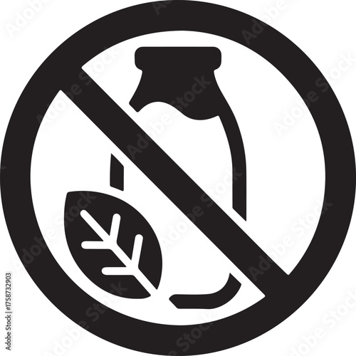 Clear no dairy symbol representing allergen-free milk alternative and healthy lifestyle choices