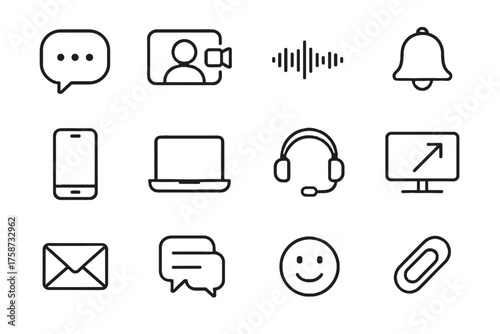 Voice notification icon grid icons vector file attachment mobile communication screen emoji