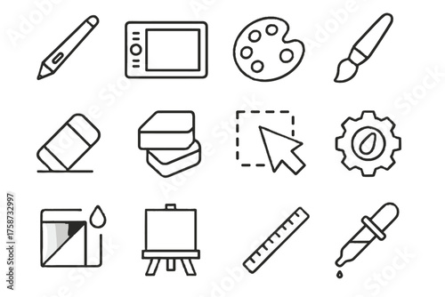 Tablet selection stylus settings vector ruler icon eraser eyedropper pen digital art