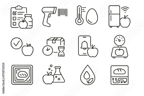 Monitoring icons food quality humidity contamination smart icon date vector sensor tag