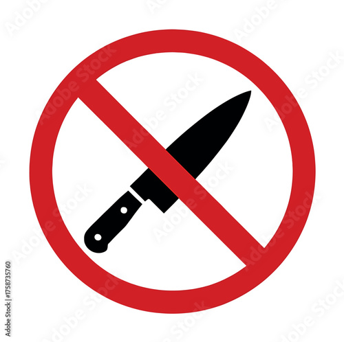 No knife symbol prohibiting sharp objects and weapons