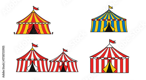 Colorful cartoon circus tents a delightful illustration for playful designs