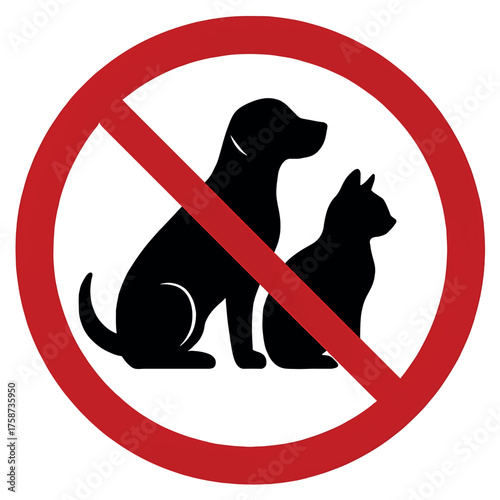 No pets allowed sign with dog and cat silhouette