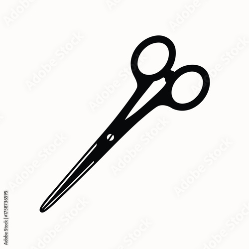 Scissors Silhouette Illustration – Classic Cutting Tool with Circular Handles