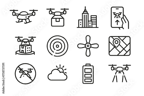 Vector skyline mobility sensor urban icon rooftop city air cloud symbol app