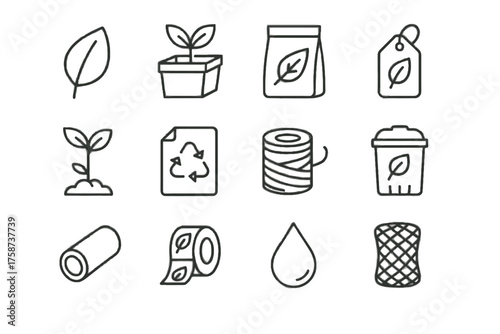 Packaging box bin leaf vector natural renewable tube icon seedling plant cardboard