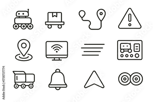 Package speed small vector lines alert delivery signal gps route mile last