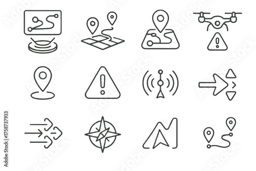 Pin display icon data floating bell sensor vector smart icons line gps