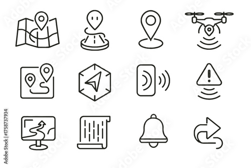Path tag vector icons route signal navigation compass notification screen ar icon