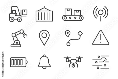 Notification loader alert line indicator sensor icon vector cargo conveyor digital