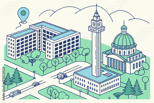 San Jose tech city vector in modern digital tone
