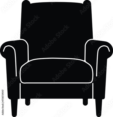 Classic wingback armchair silhouette with white piping detail