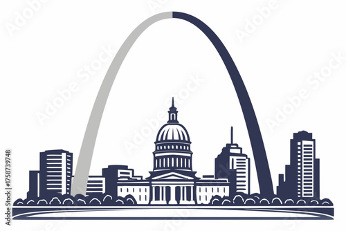 St. Louis Gateway Arch vector minimal skyline design
