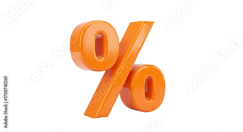 Bright orange percentage symbol isolated on black for sales and discount promotions