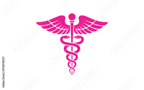 Vibrant pink medical emblem vector illustration depicting health and wellness concepts, ideal for healthcare design and branding