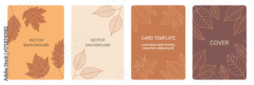 Stylish fall leaf vector templates and covers for invitations and creative projects