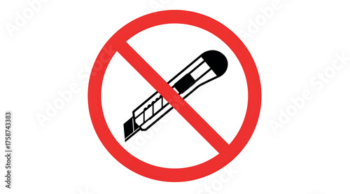 No utility knife symbol prohibition sign graphic illustration