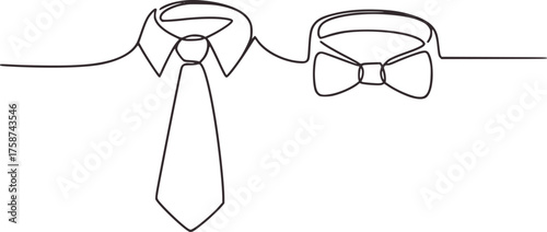 Minimalist line art of necktie and bowtie fashion