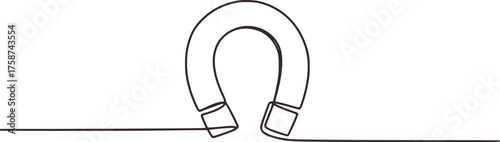 Minimalist horseshoe magnet line drawing line art black and white