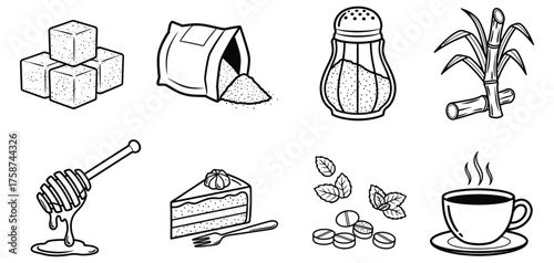 Sweeteners and treats line art collection