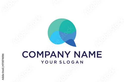 Abstract Letter Q Logo Design with Speech Bubble Icon for Communication Business Branding