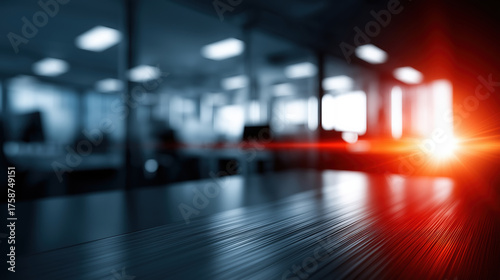 Dimly lit office setting with dramatic light effect at dusk