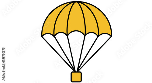 Minimalist yellow parachute icon with black outline