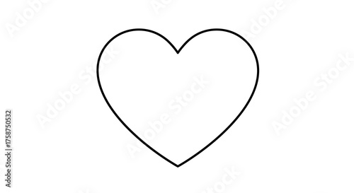 Minimalist black outline heart on white background for love and romance themes