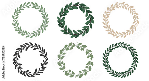Elegant circular leaf wreaths in diverse color palettes