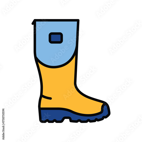 rubber boot color line icon. Vector isolated element