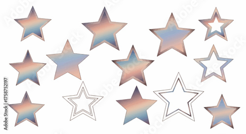 Iridescent Star Collection A Set of Sparkling Celestial Ornaments