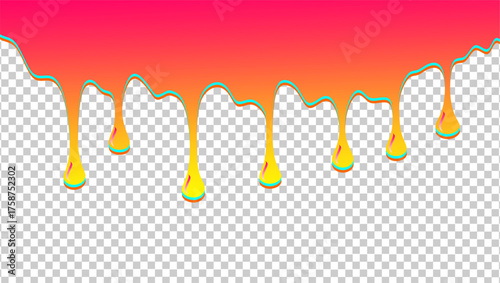 Wavy syrup illustration. Dripping candy illustration background. Pink ice cream drip illustration. Fast food caramel drip illustration. Hand-drawn milk drip on transparent background.