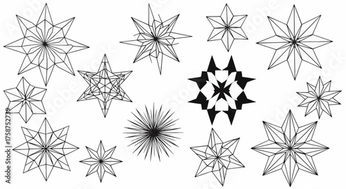 Collection of Elegant Starburst Designs in Black and White