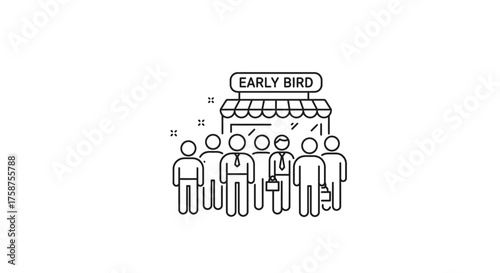 Early Bird Shoppers Queueing Outside Store for Special Deals.