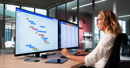 Billede på lærred Project Manager Analyzing Gantt Chart