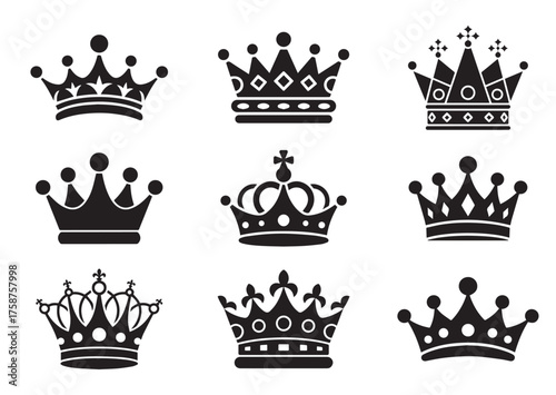 Queen crown icon, Queen crown solid vector