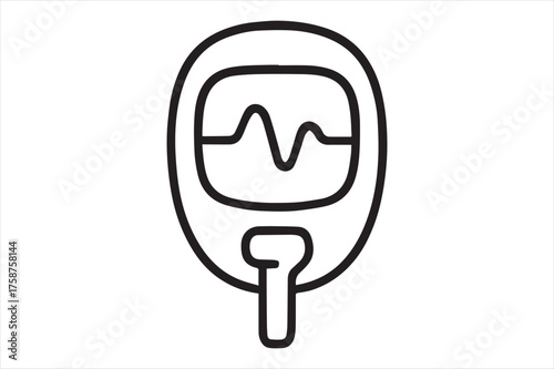 Stylized representation of a medical IV drip bag with fluid waveform