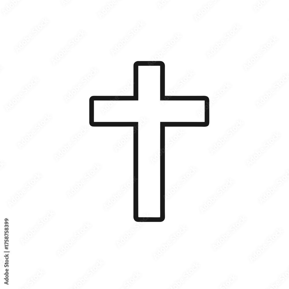Fototapeta premium Simple outline of a christian cross on a solid black background