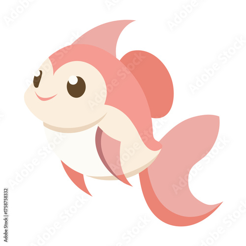 Charming Pink Goldfish Illustration for Childrens Books and Aquatic Themes with Soft Colors and Playful Design