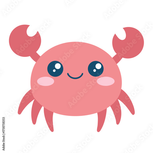 Cute and Adorable Pink Crab Illustration with Big Blue Eyes and a Sweet Smile Perfect for Childrens Designs