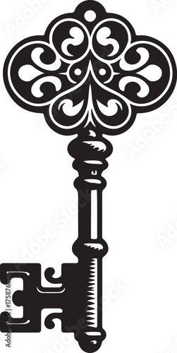 Ornate Vintage Skeleton Key Silhouette