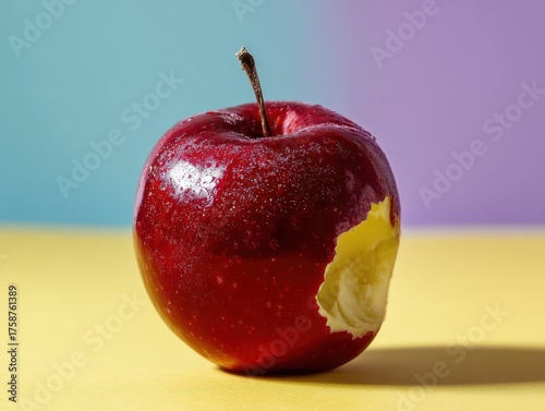 Red apple with a bite taken...