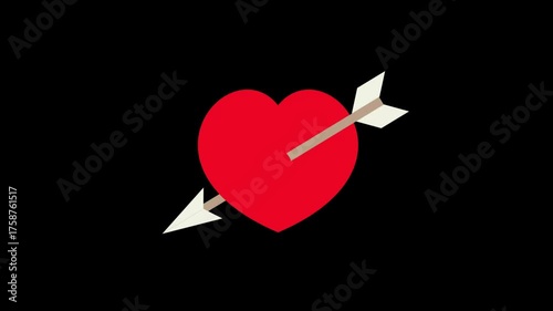 heart with arrow animation. broken heart animated video. 4k motion video. 