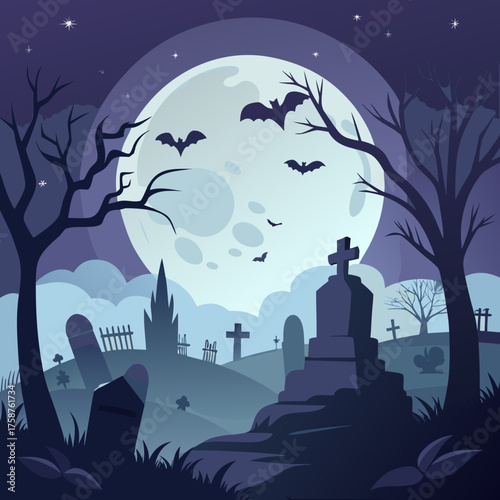 Gothic Black and White Halloween Vector Art with Pumpkin and Skull Design"