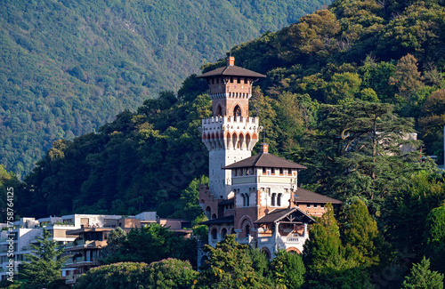 Castello Cattaneo Castle on Monte San Salvatore in Paradiso near Lugano in Ticino, Switzerland