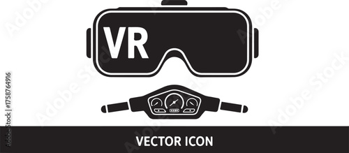 Virtual Reality Vector Icon with Scooter Dashboard Illustrating Immersive Driving Experience and Technology