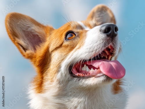 Happy corgi with open mouth...